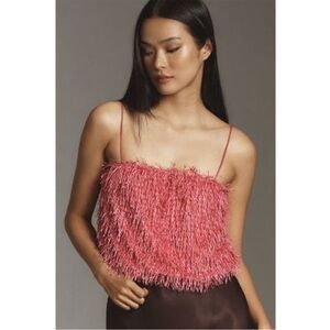NWT Sunday In Brooklyn Anthropologie Pink Fringe Top Medium